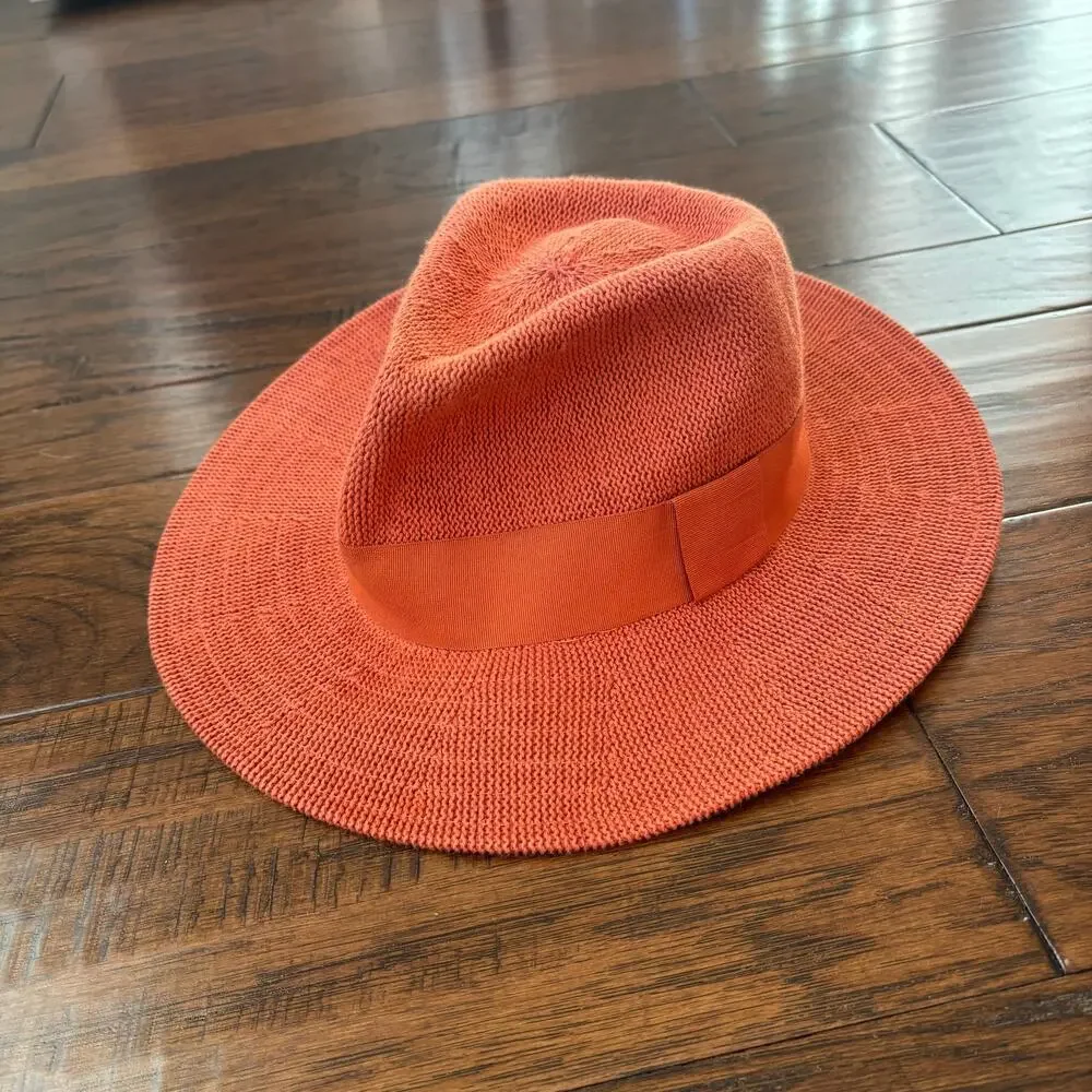 By‎ Anthropologie Women’s Rowan Rancher Hat Orange Resort Wide-Brim Fedora